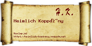 Heimlich Koppány névjegykártya